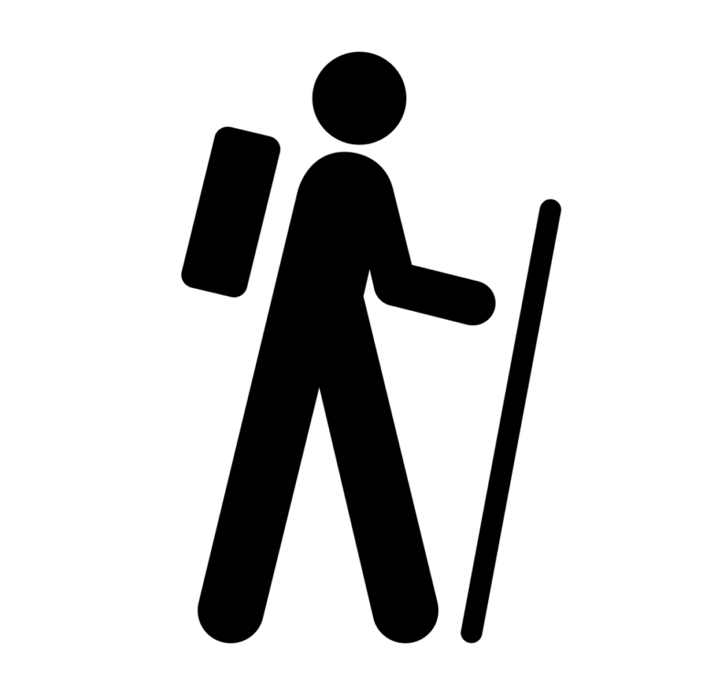 walking, hiking, man, pictogram, sport, rucksack, nature, stick, trail, trekking